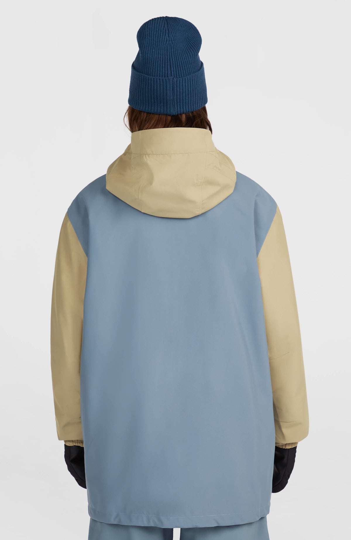 FWC'Play Park Ski- und Snowboardjacke für Herren, beige, Rückansicht am Model mit Kapuze