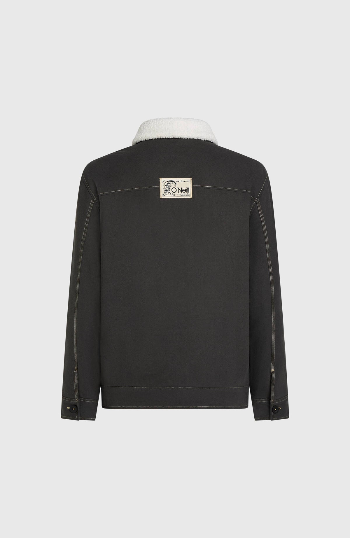 Graue Jacke O'RIGINALS FLEECE LINED JACKET für Herren, freigestellt von hinten mit Rücken-Patch