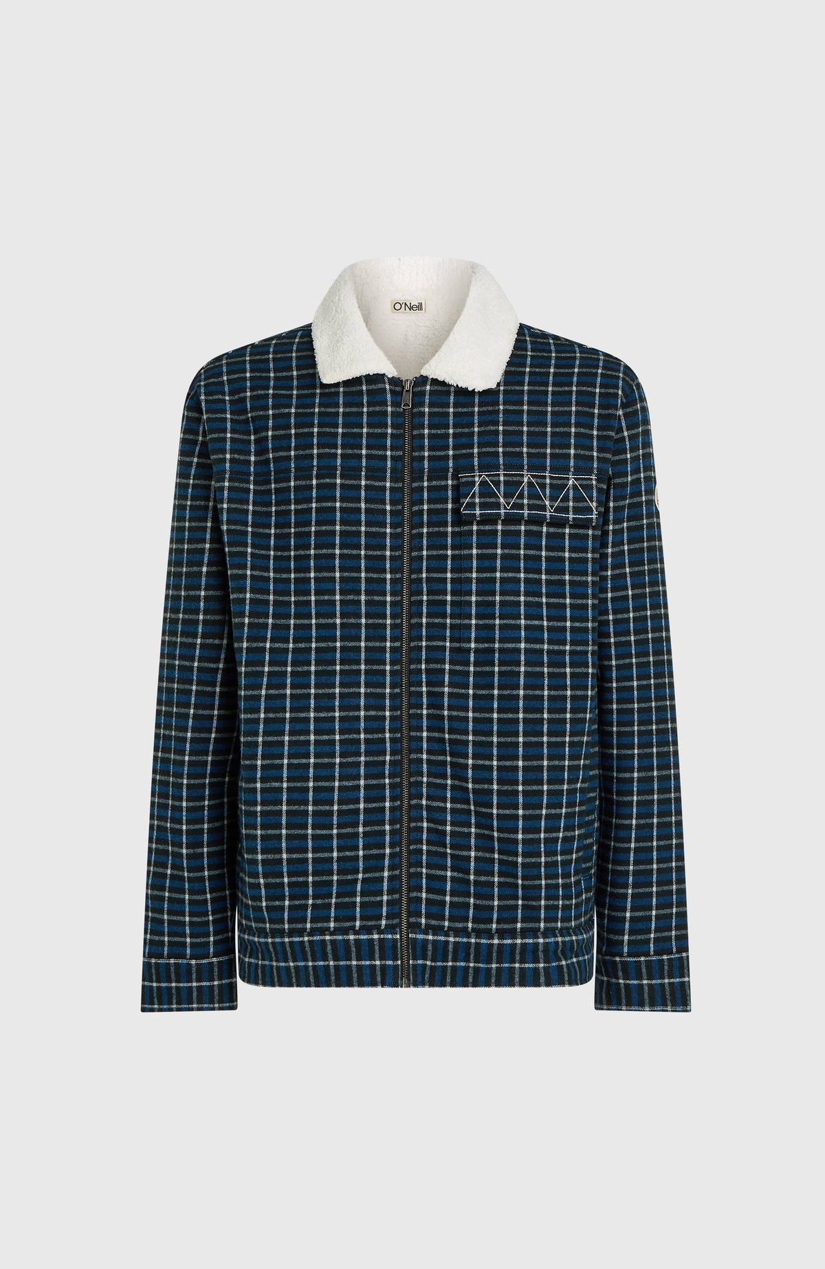 O'RIGINALS FLEECE LINED JACKET Jacke für Herren, blau mit Karomuster in Schwarz und Weiß, freigestellt von vorne