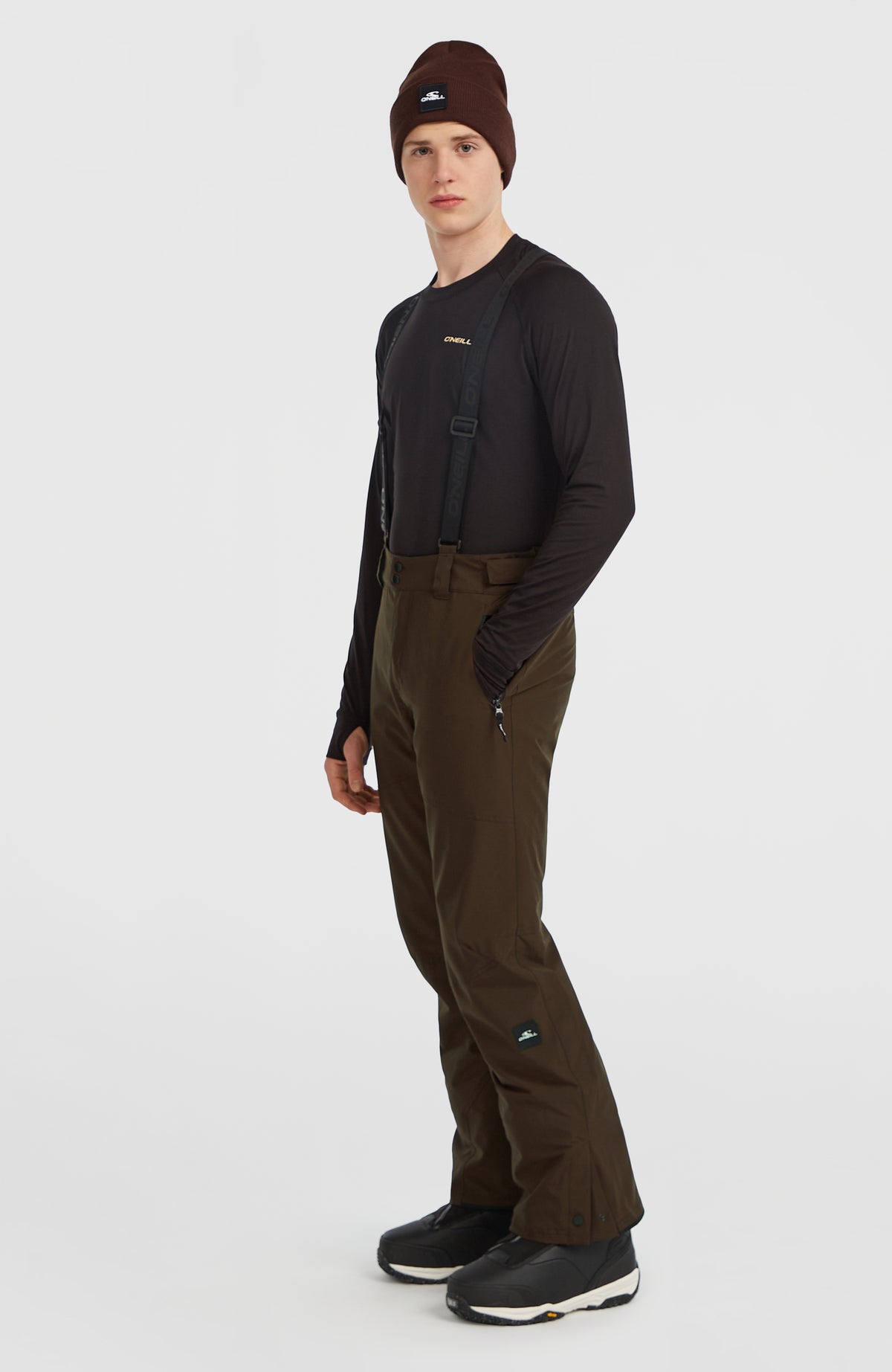 FWC'Cruz Skihose mit Trägern für Herren, braun, Seitenansicht am Model