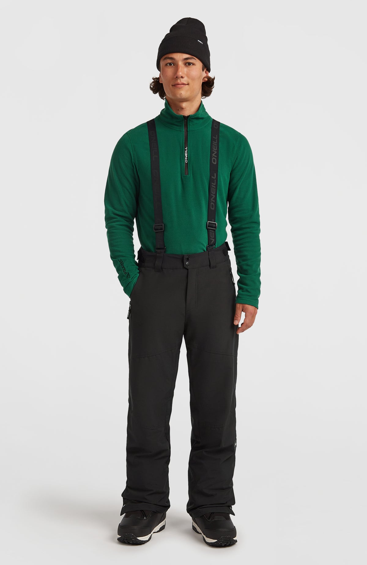 O'Neill FWC'Cruz Skihose mit Trägern für Herren, schwarz, Vorderansicht am Model