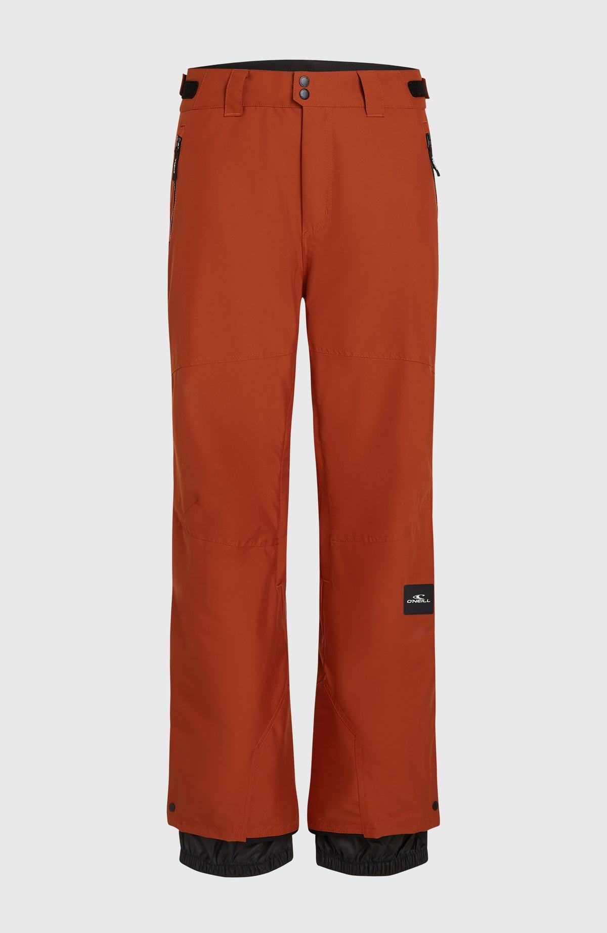 FWC'Cruz Skihose für Herren, orange, freigestellt von vorne mit elastischem Schneefang an den Beinabschlüssen
