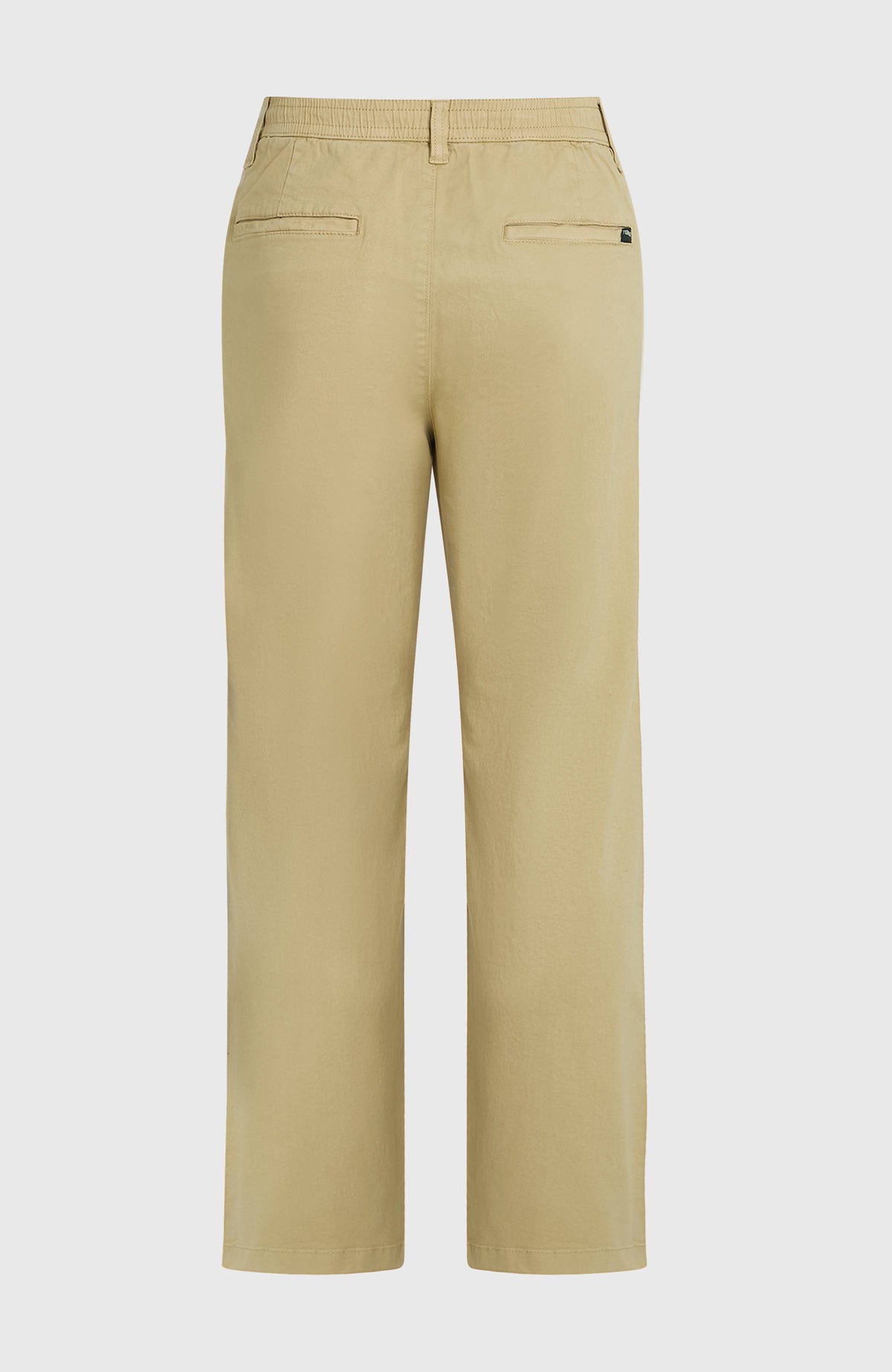 Essentials Chino-Hose für Herren, beige, flach liegend von hinten, zwei Gesäßtaschen und elastischer Bund