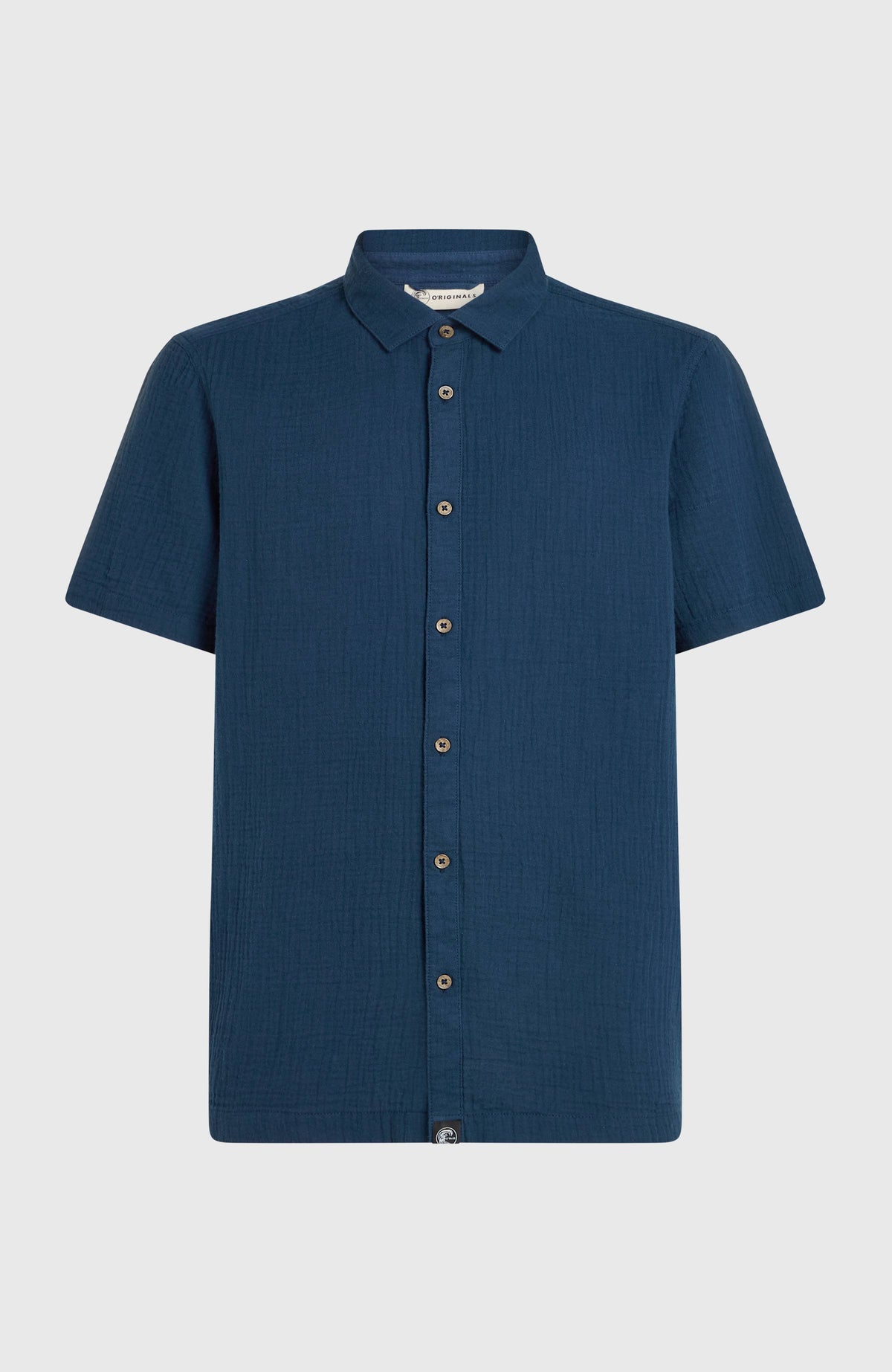 O'Riginals Structure Shirt für Herren, blau, freigestellt von vorne mit durchgehender Knopfleiste