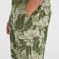 Essentials Cargo-Shorts | Green Tonal Dusty Flower
