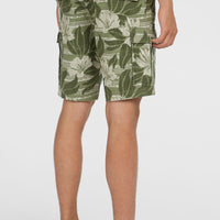 Essentials Cargo-Shorts | Green Tonal Dusty Flower