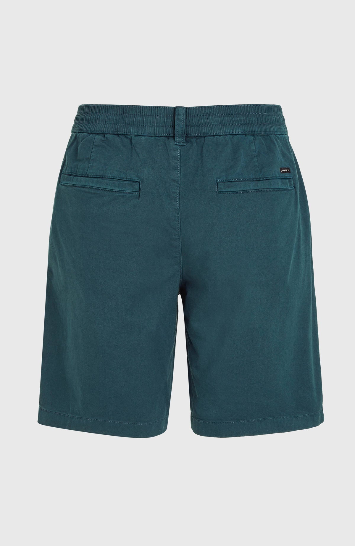 Essentials Chino-Shorts für Herren, blau, freigestellt von hinten mit Gesäßtaschen und elastischem Bund