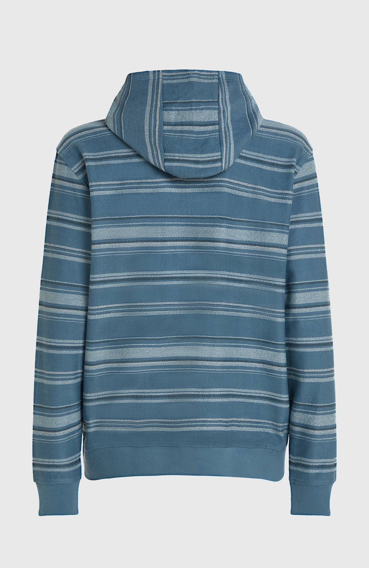 Bavaro Hoodie für Herren, blau mit Streifenmuster in Hellblau, freigestellt von hinten