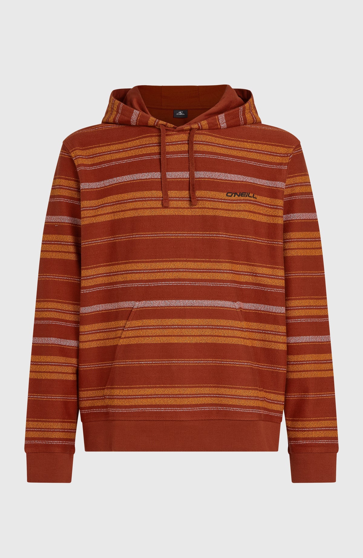 O'NEILL BAVARO HOODIE für Herren, braun mit Streifenmuster in Gelb und Weiß, Vorderansicht