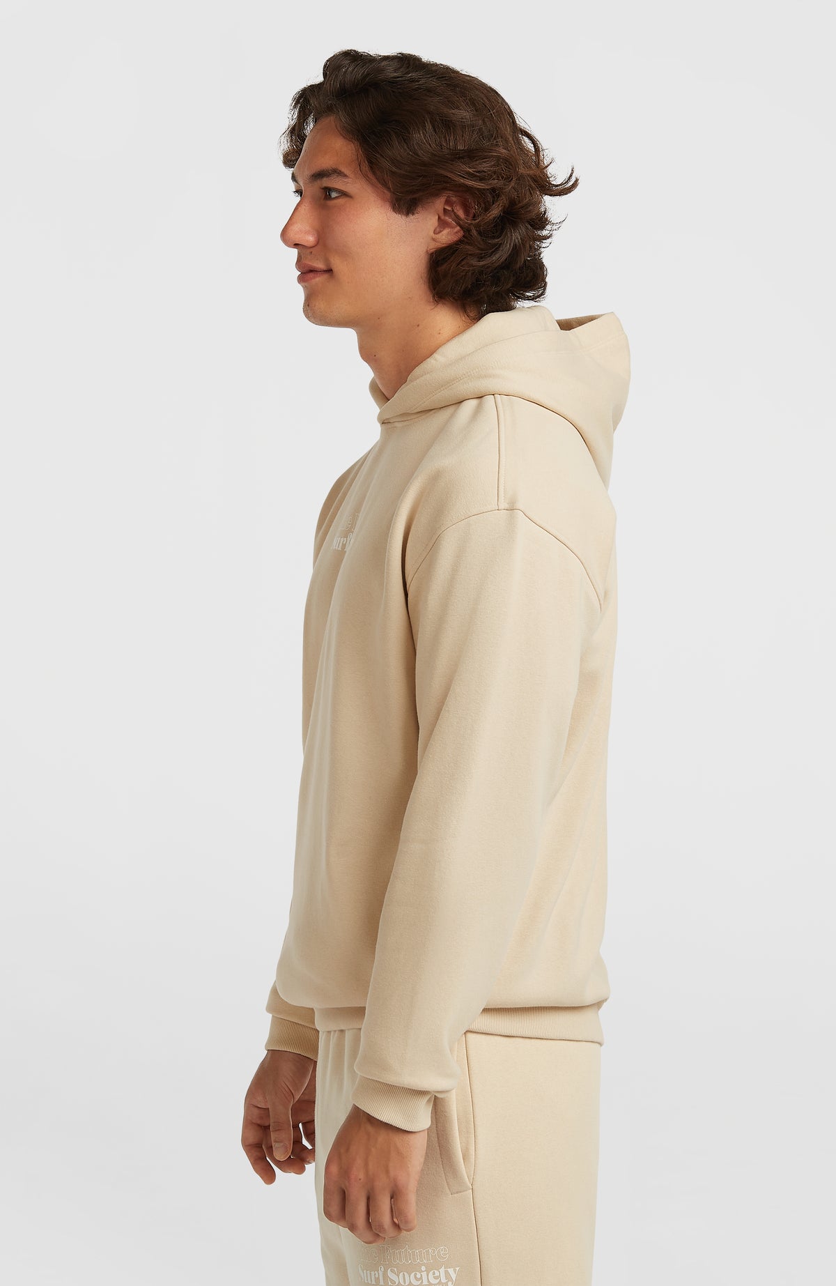 Future Surf Society Hoodie für Herren, beige, Seitenansicht am Model