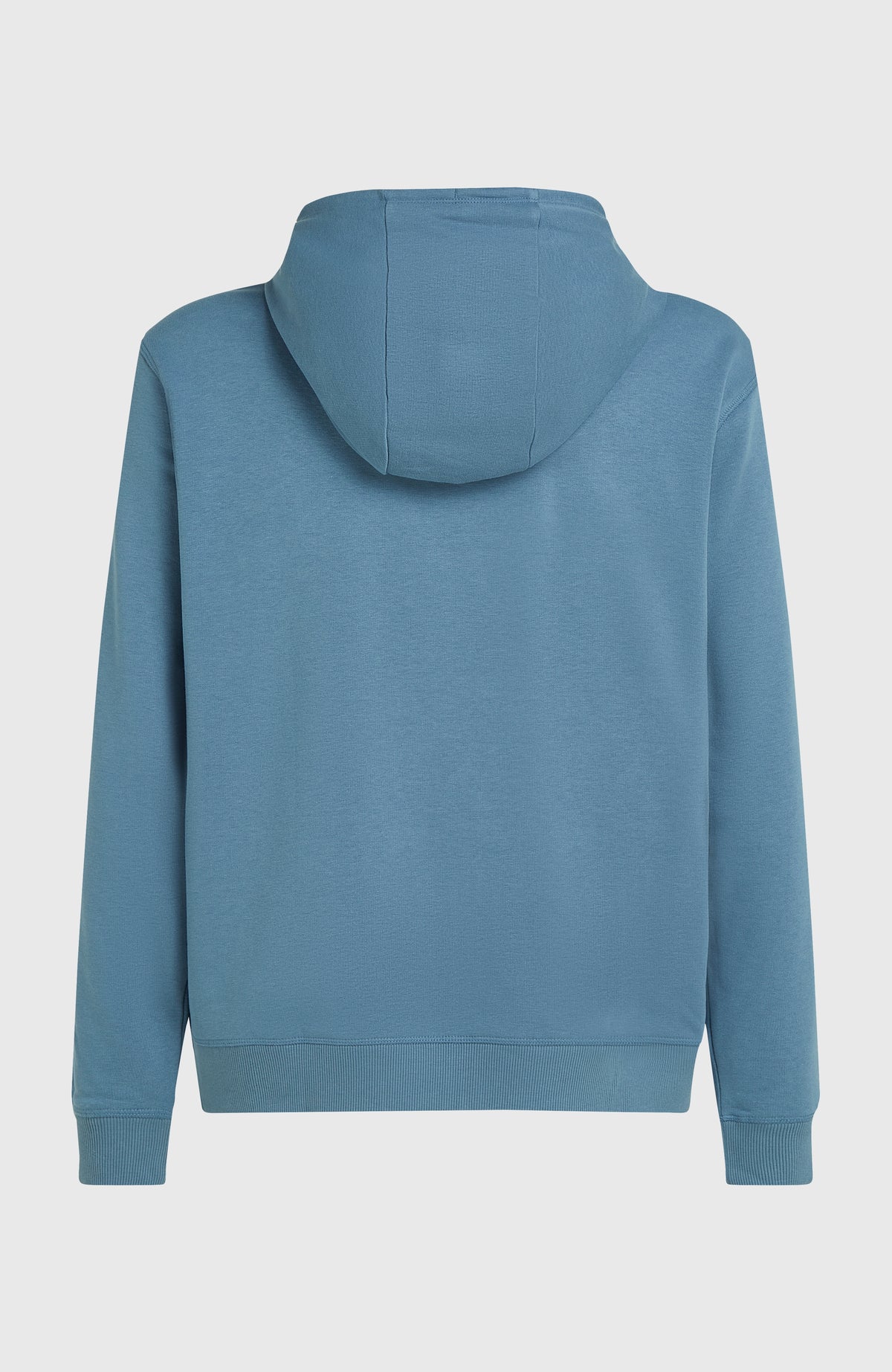 Blaue Small Logo Kapuzenjacke für Herren, freigestellt von hinten mit angesetzter Kapuze und Rippstricksaum