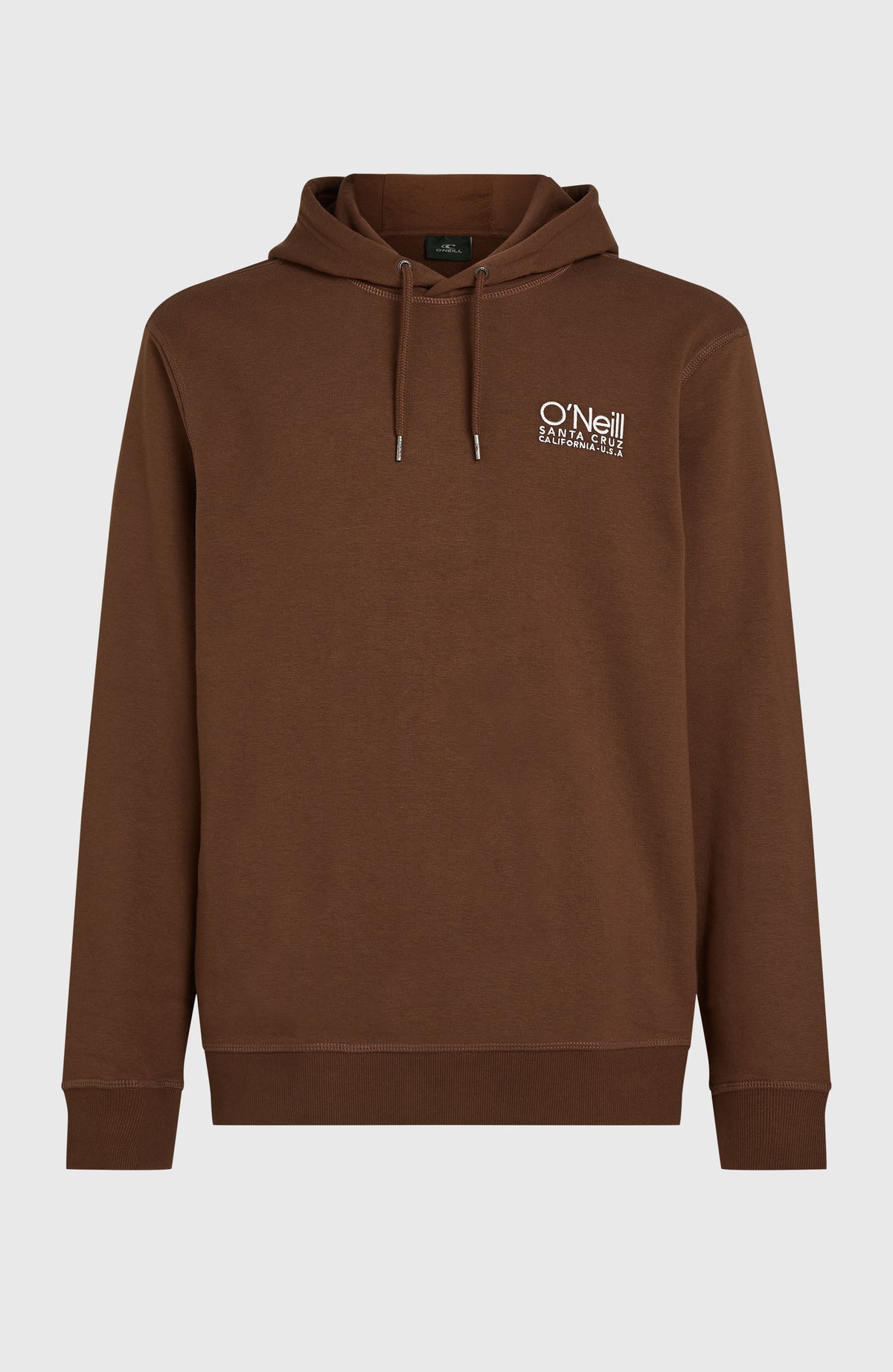 Original Cali Logo Hoodie für Herren, braun mit Logo-Print in Weiß, freigestellt von vorne