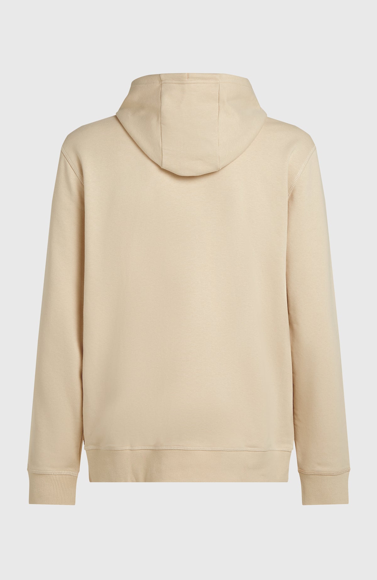 Original Cali Logo Hoodie für Herren, beige mit Logo-Print in Schwarz, freigestellt von hinten mit Kapuze