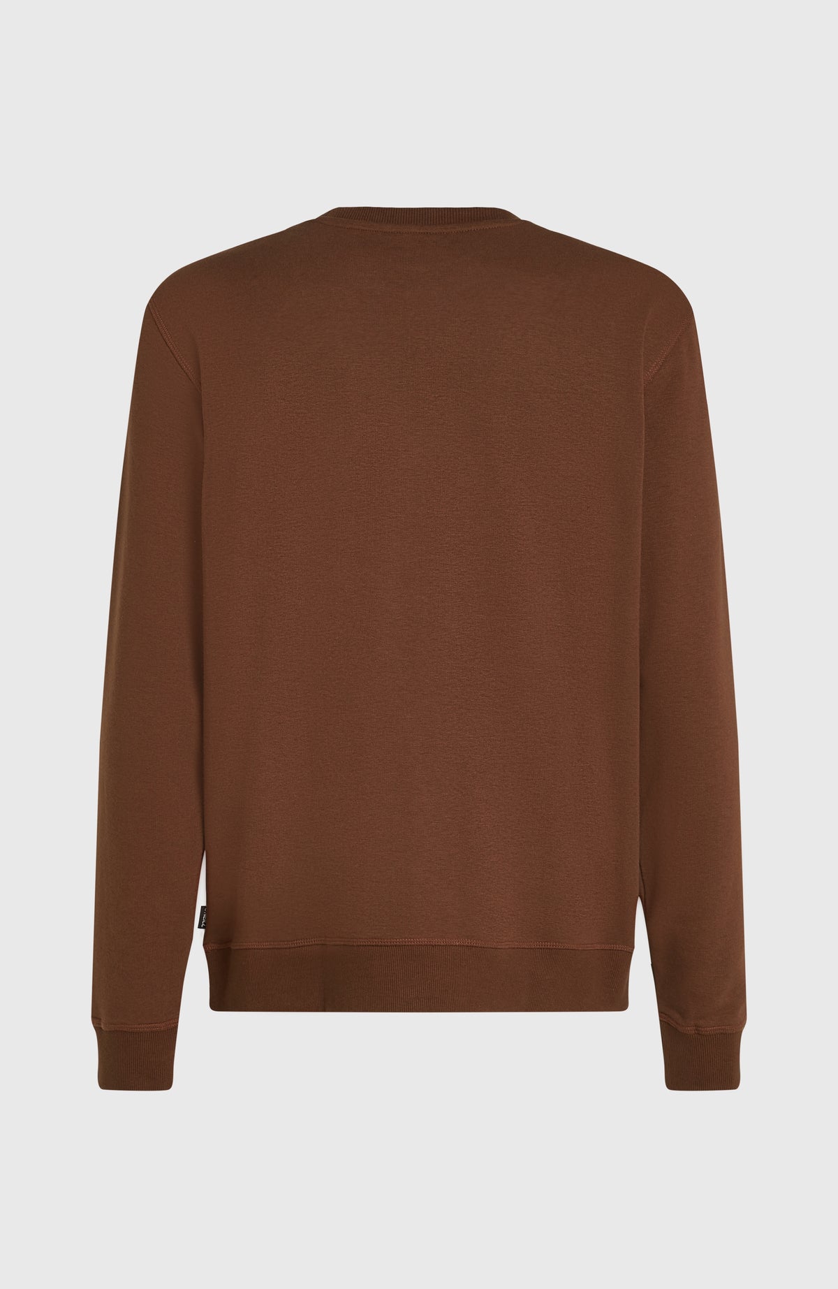 Original Cali Logo Crew Sweatshirt, braun, freigestellt von hinten mit geripptem Saum und Ärmelbündchen