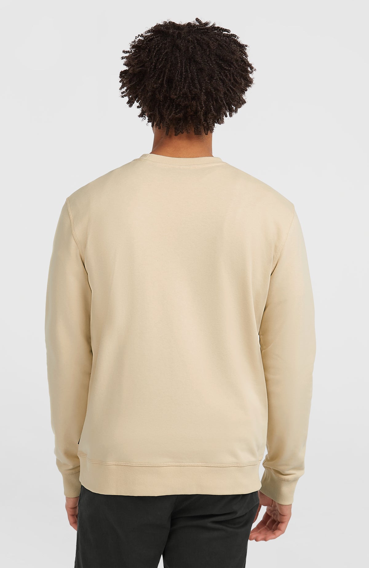 Original Cali Logo Crew Sweatshirt für Herren, beige, Rückansicht am Model mit Rippbündchen