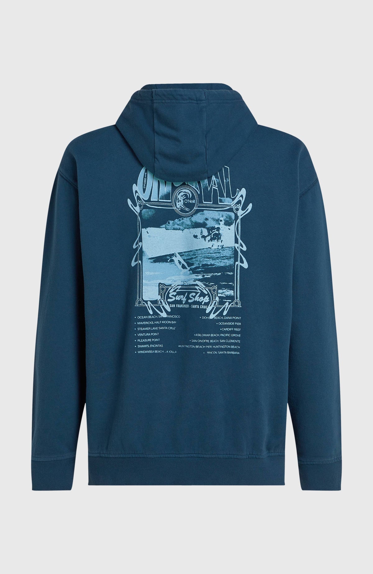 O'Riginals Hoodie für Herren, blau mit Grafik-Print in Hellblau, freigestellt von hinten