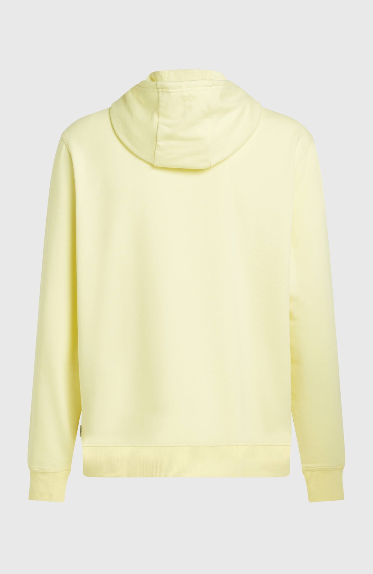 Must-Have Graphic Hoodie für Herren, gelb, freigestellt von hinten mit Kapuze und Rippbündchen