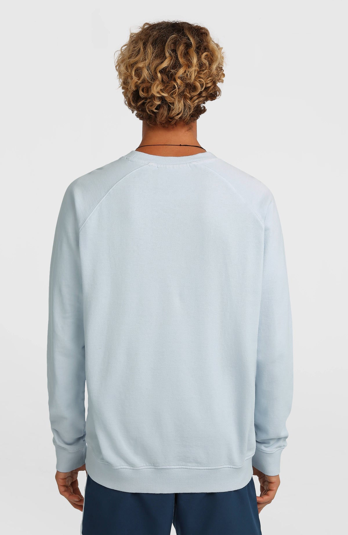 O'Riginals Badge Crew Sweatshirt für Herren in Blau, Rückansicht am Model mit Raglannähten