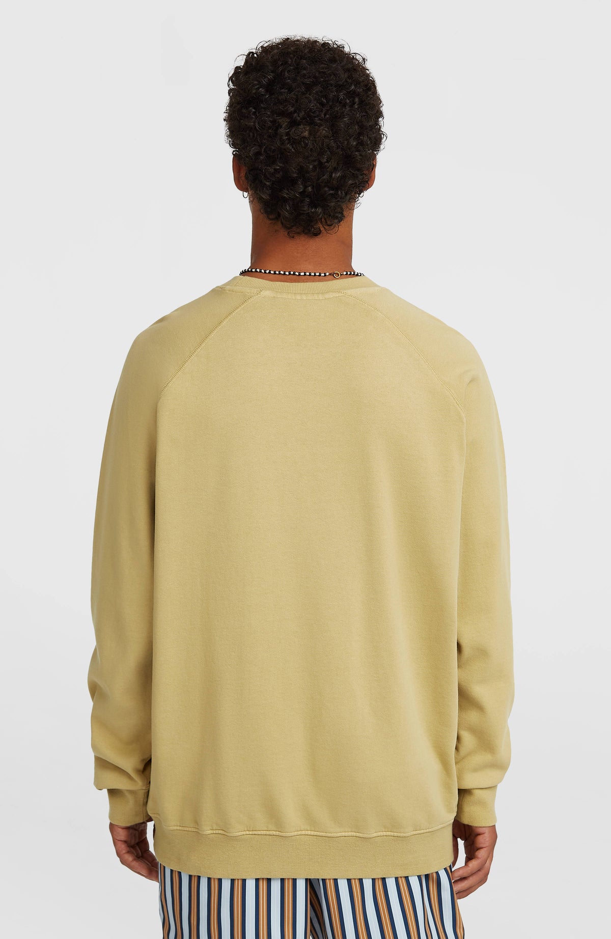 O'Riginals Badge Crew Sweatshirt für Herren in Beige, Rückenansicht am Model mit Raglannähten