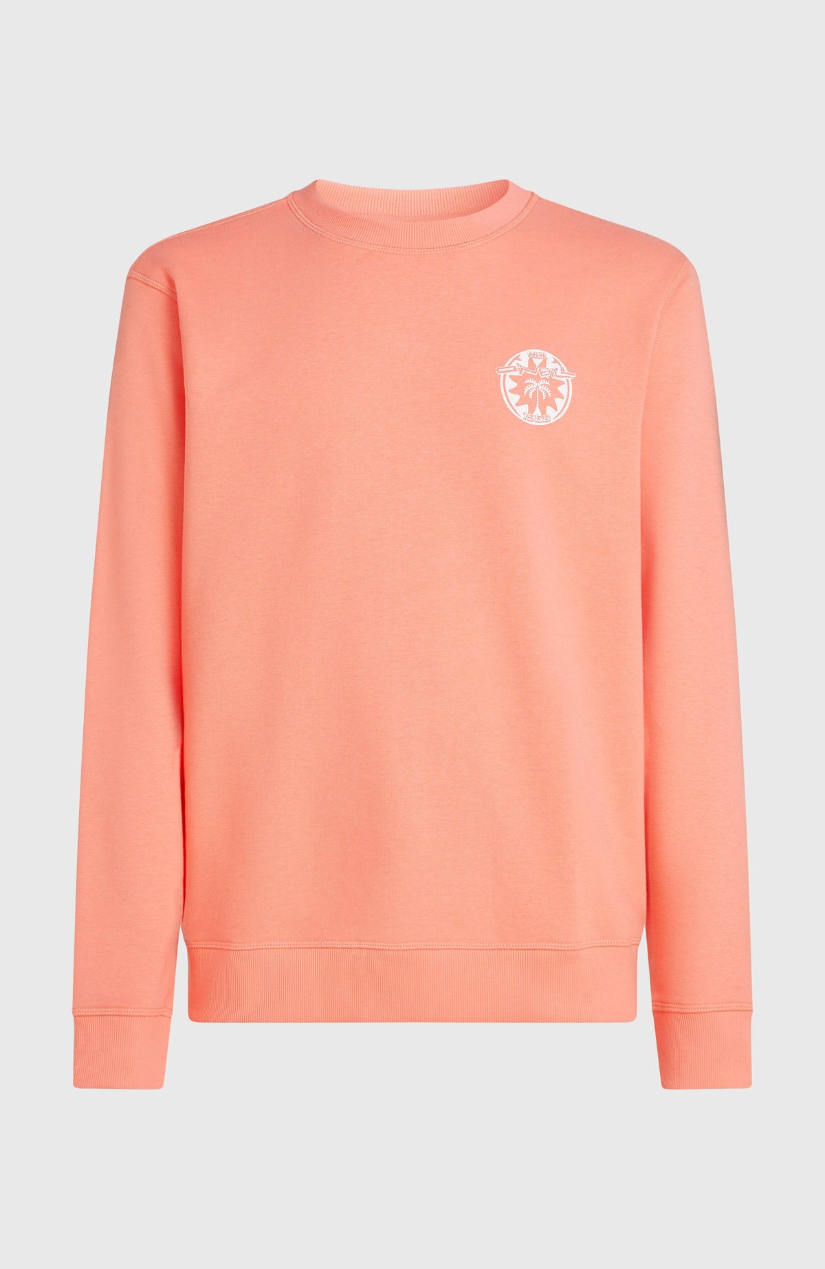 O'Neill Must-Have Graphic Crew Sweatshirt für Herren, orange mit Logo-Print in Weiß, freigestellt von vorne