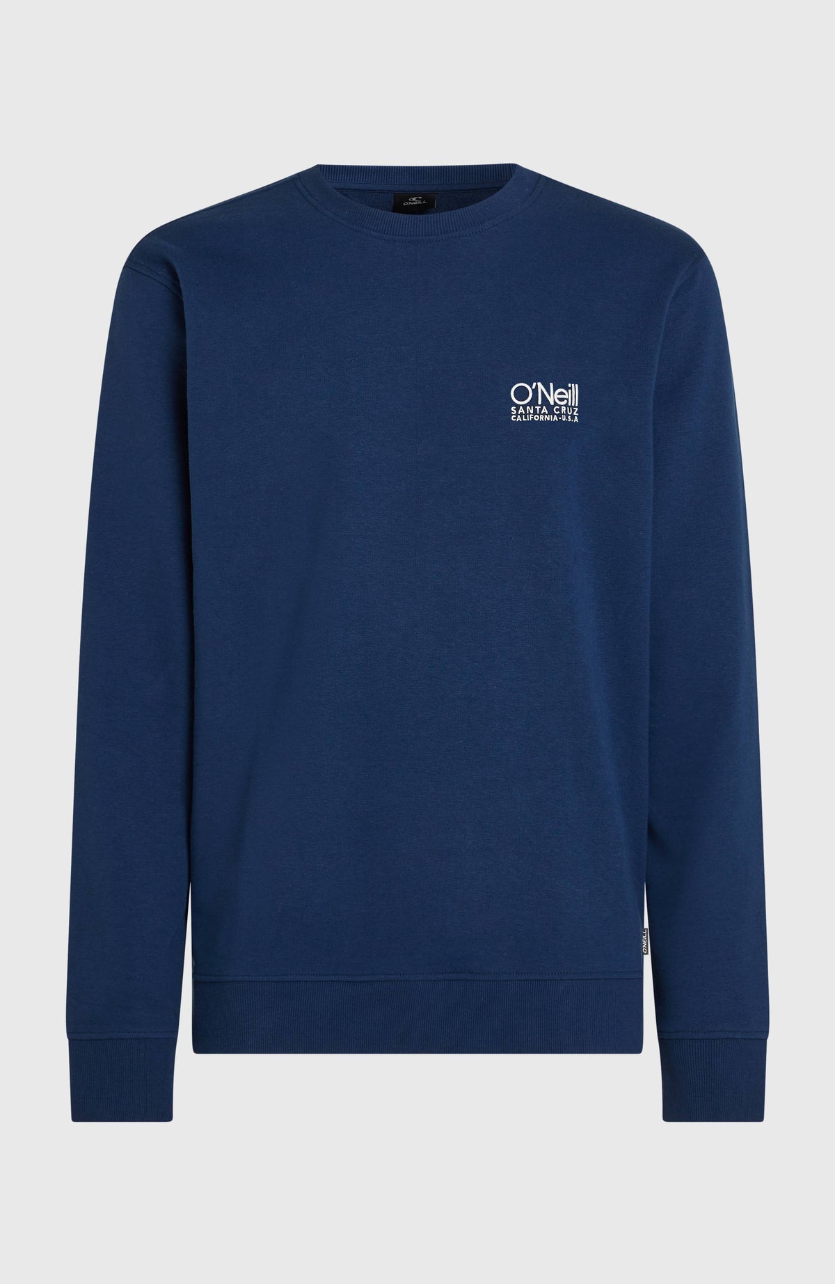 Original Cali Logo Crew Sweatshirt für Herren, blau mit Logo-Print in Weiß, freigestellt von vorne
