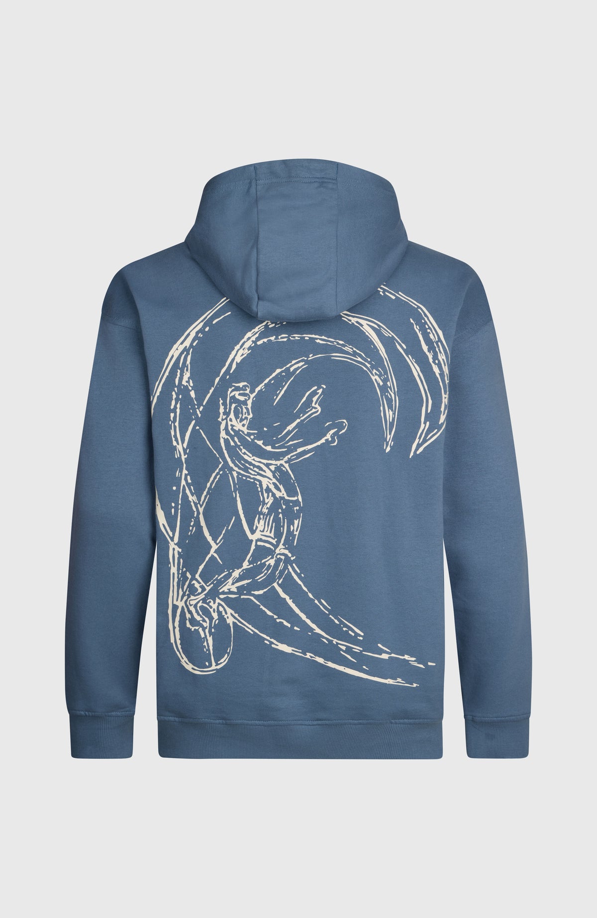 O'RIGINALS HOODIE für Herren, blau, freigestellt von hinten, mit großflächigem Grafik-Print auf der Rückseite