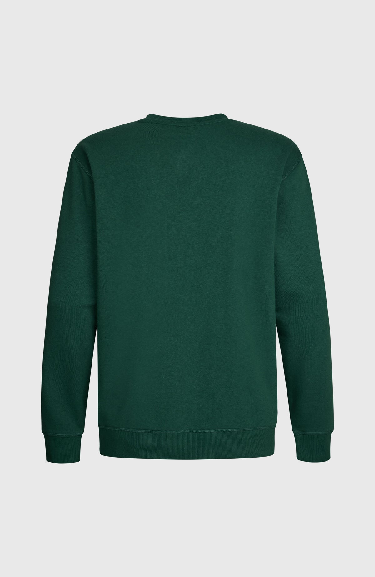 CALI CREW Sweatshirt für Herren, grün mit Logo-Print in Weiß, freigestellt von hinten