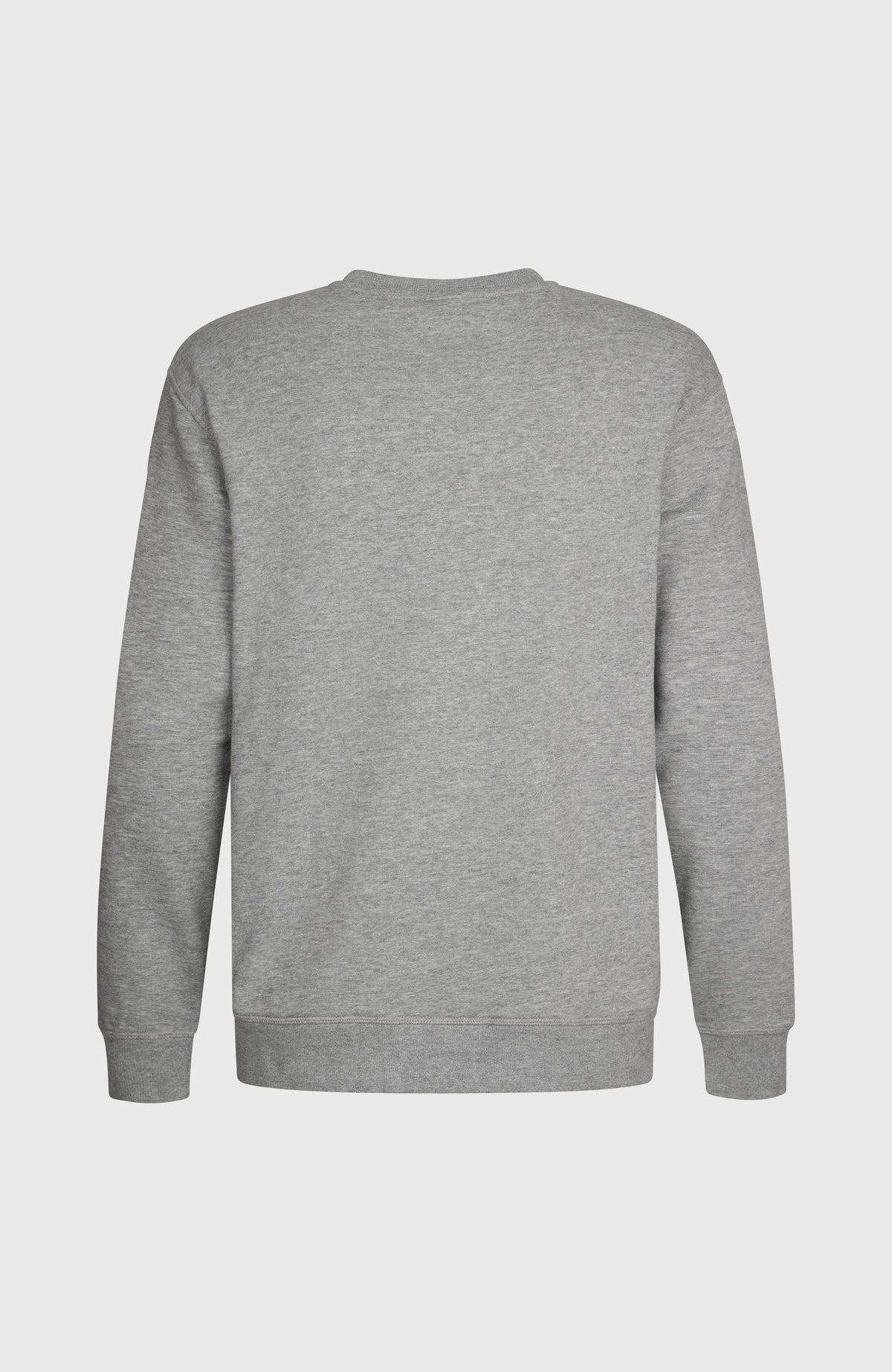 CALI CREW Sweatshirt für Herren, grau, freigestellt von hinten, gerippter Saum und Rundhalsausschnitt