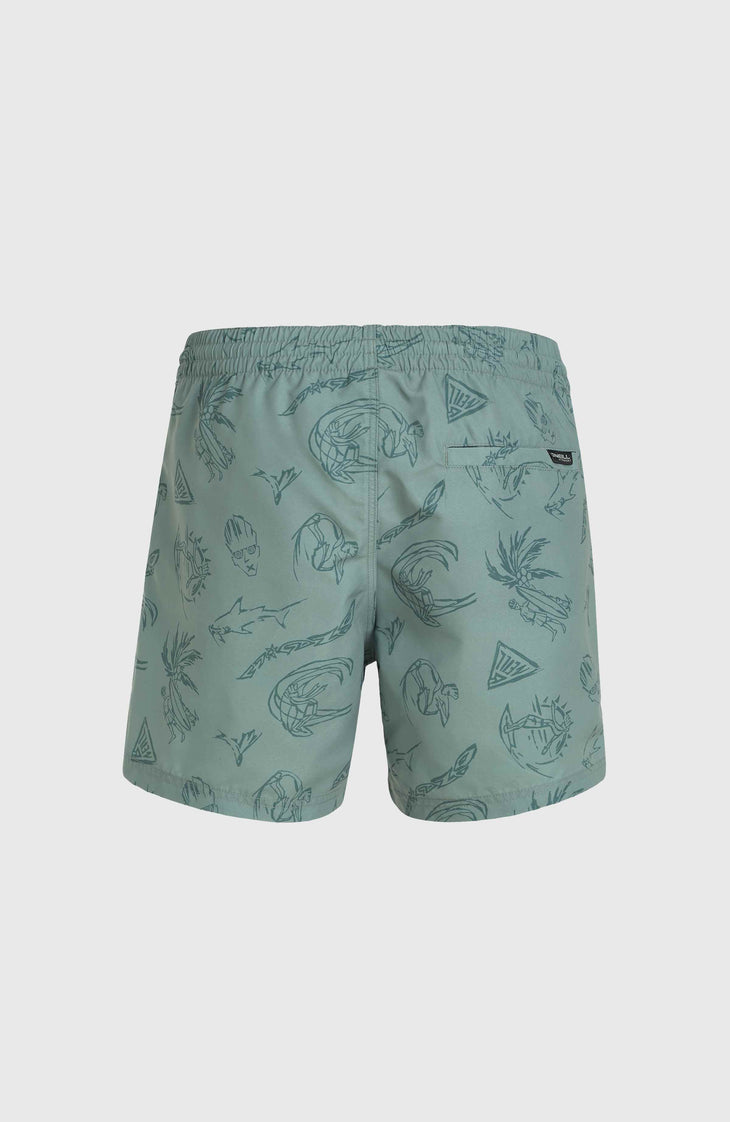 Mix and Match Cali Print 15'' Badehose | Green Vintage Surfer