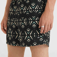 Mix and Match Cali Print 15'' Badehose | Black Fade IKAT