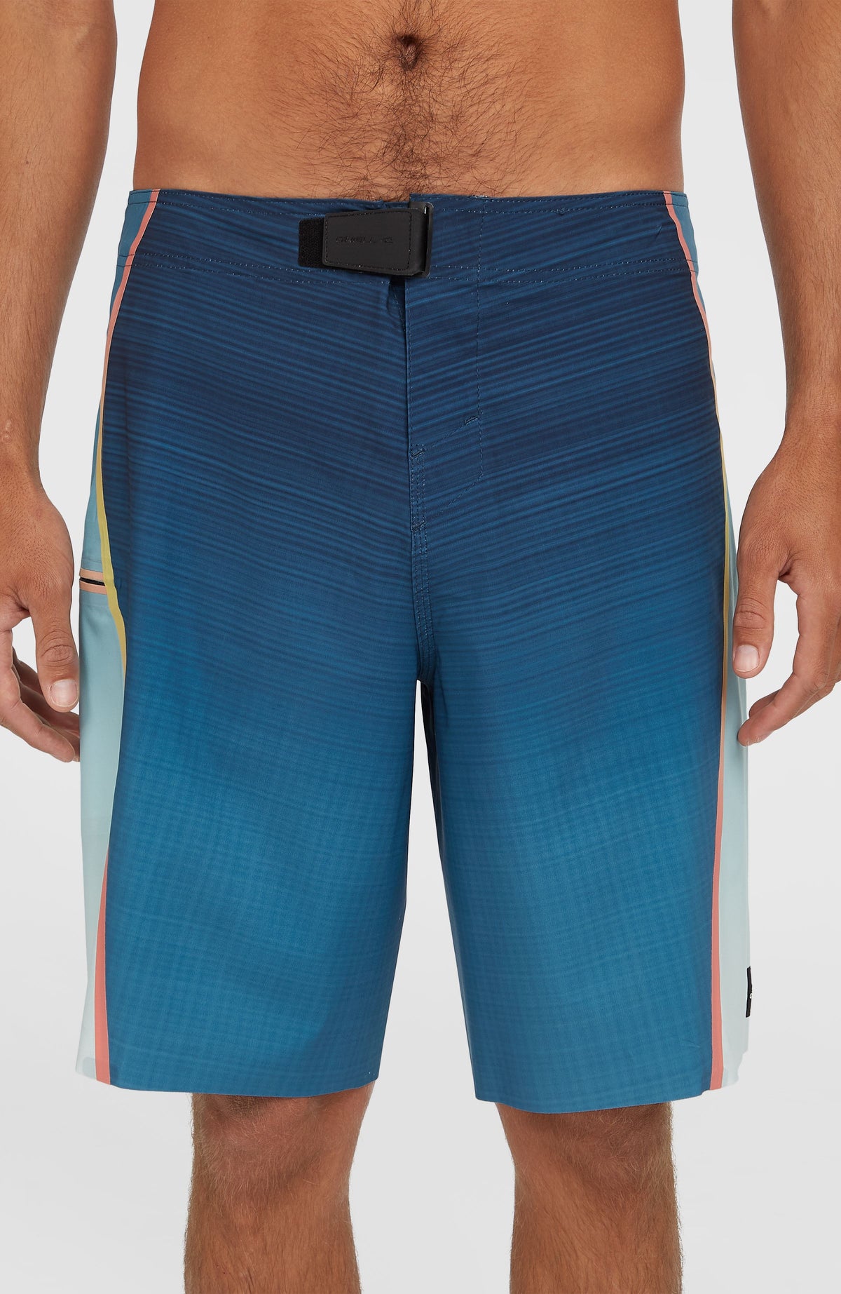 Hyperfreak Hydro Tech 20'' Boardshorts für Herren, blau, Nahaufnahme des Bundes mit speziellem Klickverschluss