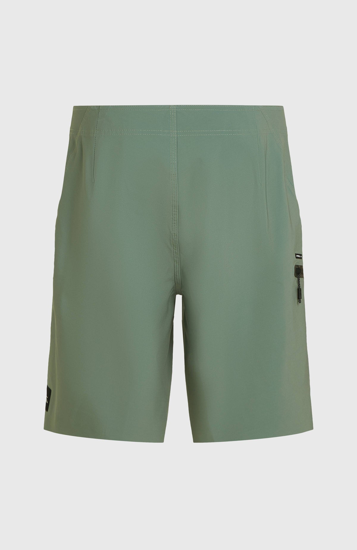Hyperfreak Tech Solid 19'' Boardshorts für Herren, grün, freigestellt von hinten mit Reißverschlusstasche