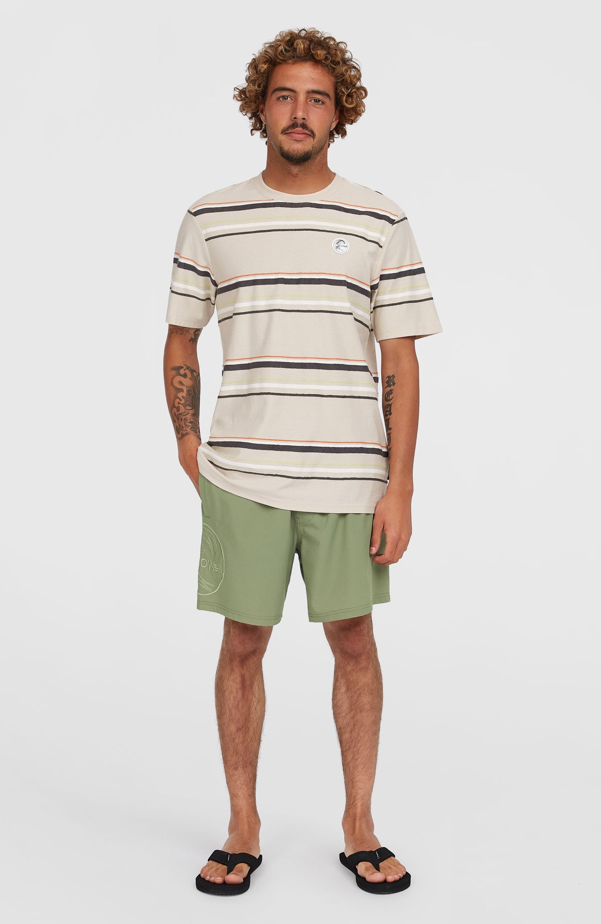 O'Riginals Cali Ocean 16'' Badehose für Herren, grün, Ganzkörperansicht getragen am Model
