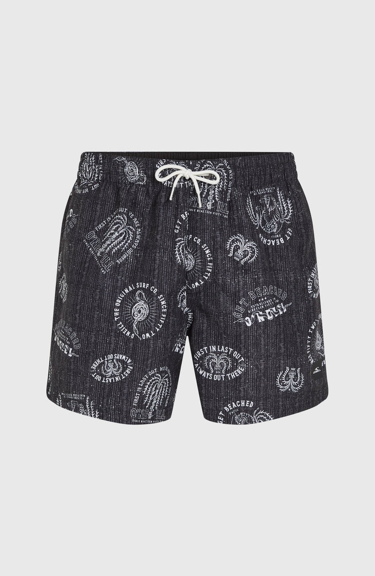 Cali Print 15'' Badehose | Black Mystical