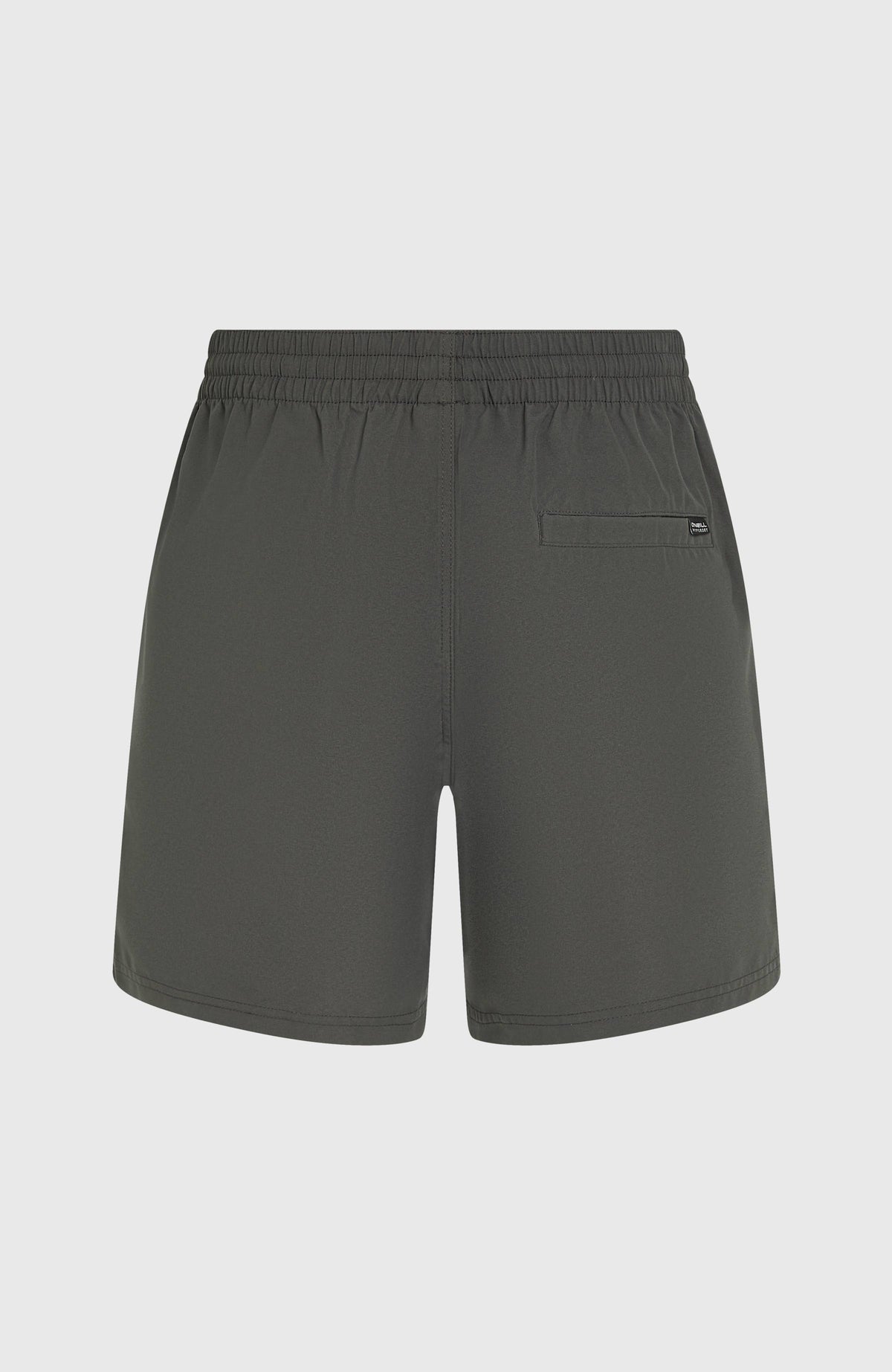 Cali Block 15'' Badehose für Herren, grün mit Blumenmuster in Weiß, freigestellt von hinten mit Gesäßtasche