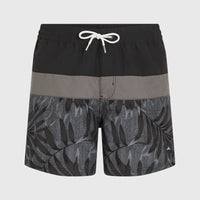 Cali Block 15'' Badehose | Black Dipped Leaves