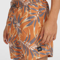 Cali Floral 16'' Badehose | Orange Dipped Leaves