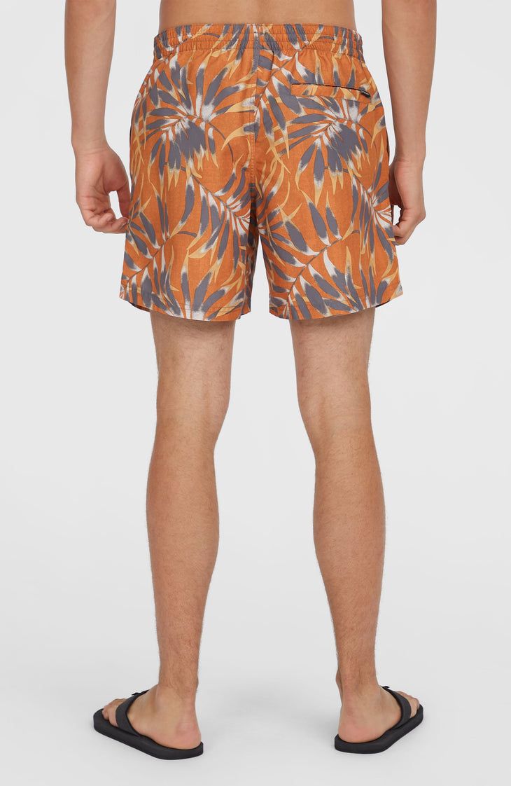 Cali Floral 16'' Badehose | Orange Dipped Leaves
