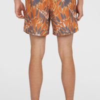 Cali Floral 16'' Badehose | Orange Dipped Leaves