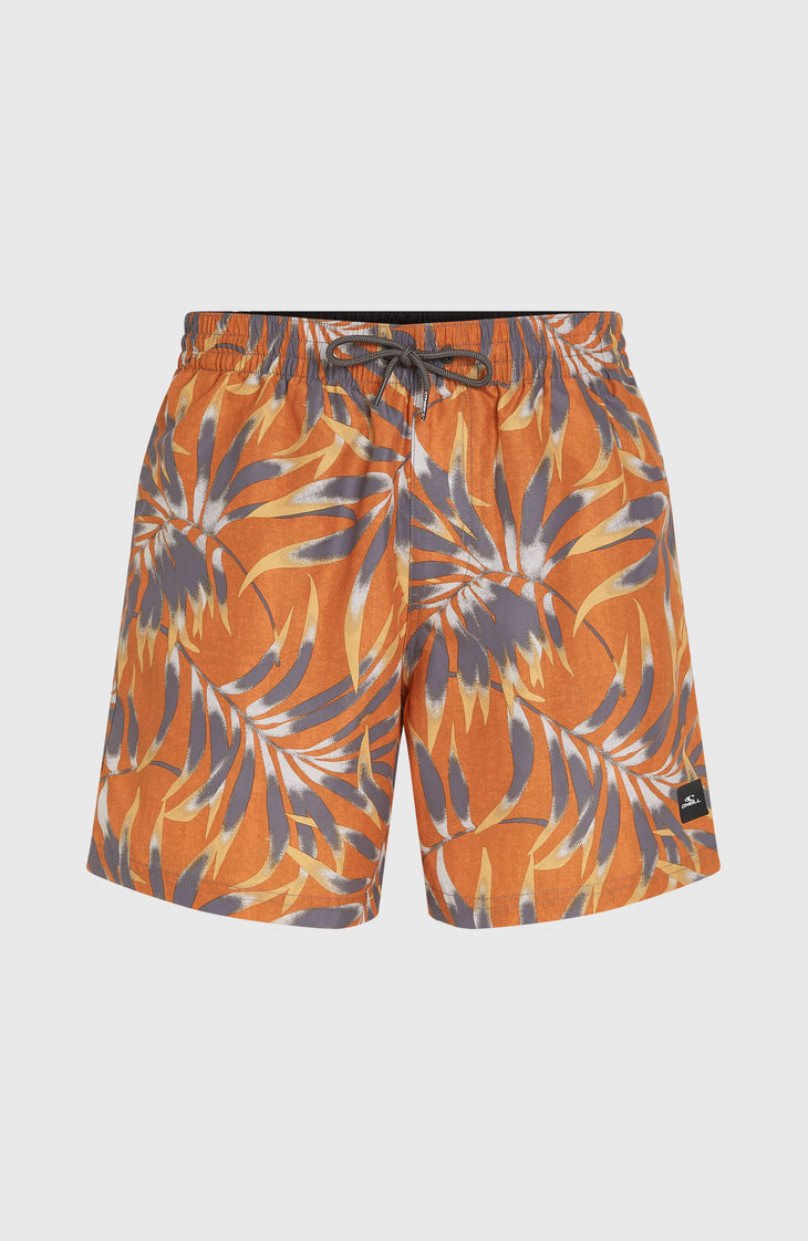 Cali Floral 16'' Badehose | Orange Dipped Leaves