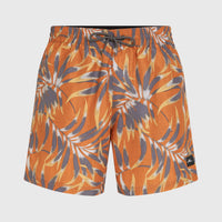 Cali Floral 16'' Badehose | Orange Dipped Leaves