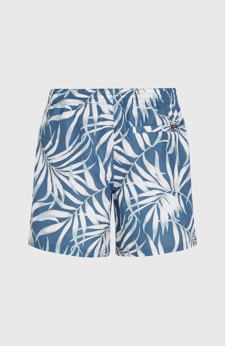 Cali Floral 16'' Badehose | Blue Dipped Leaves