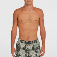 Cali Floral 16'' Badehose | Green Dusty Flower