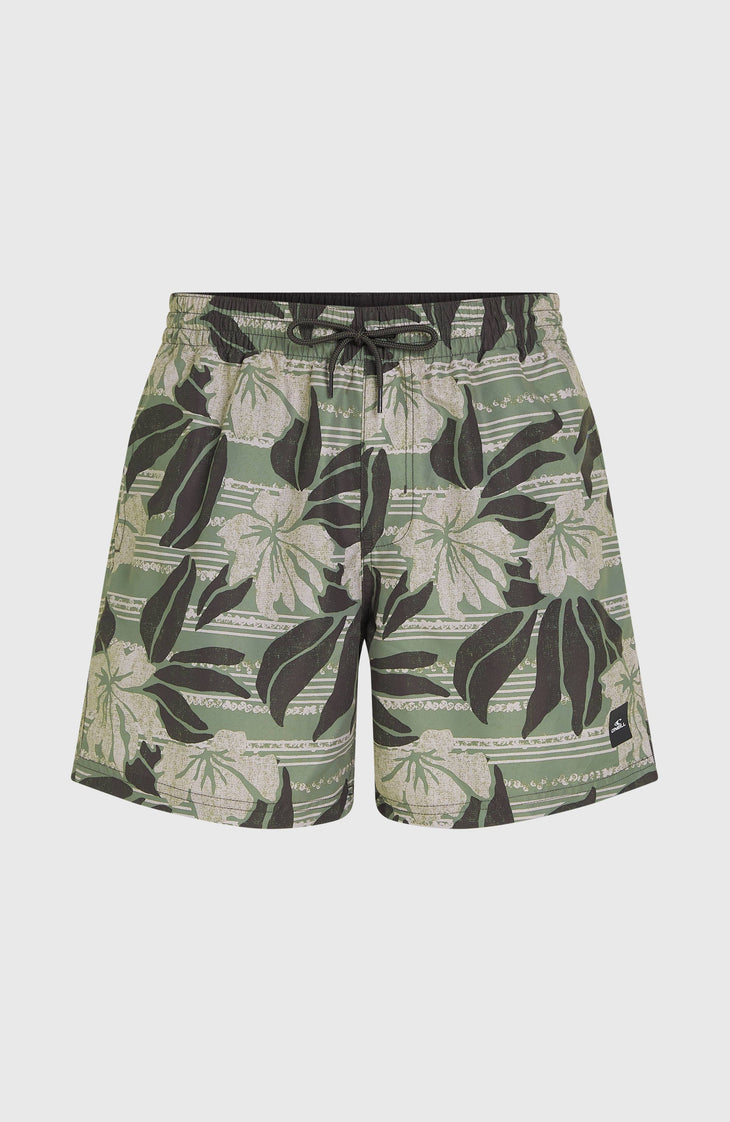 Cali Floral 16'' Badehose | Green Dusty Flower
