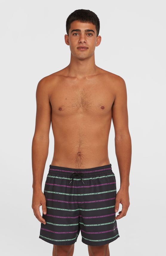 Cali First 15'' Badehose | Black/Purple O'Neill Stripe
