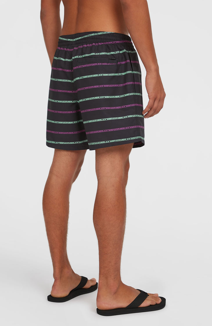 Cali First 15'' Badehose | Black/Purple O'Neill Stripe