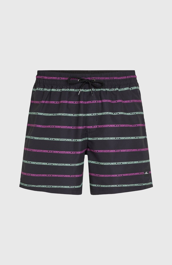 Cali First 15'' Badehose | Black/Purple O'Neill Stripe