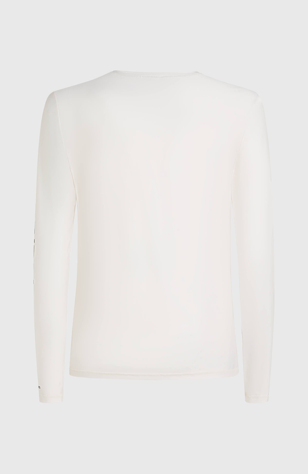 Essentials Longsleeve-Schwimmshirt für Herren, weiß mit Logo-Print in Schwarz, freigestellt in der Rückansicht