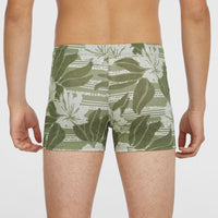 Essentials Floral Racer Badehose | Green Tonal Dusty Flower