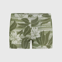 Essentials Floral Racer Badehose | Green Tonal Dusty Flower